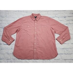 Lands End MENS SIZE 17 17.5 XL Button Down Dress Shirt Pink Long Sleeve Chambray